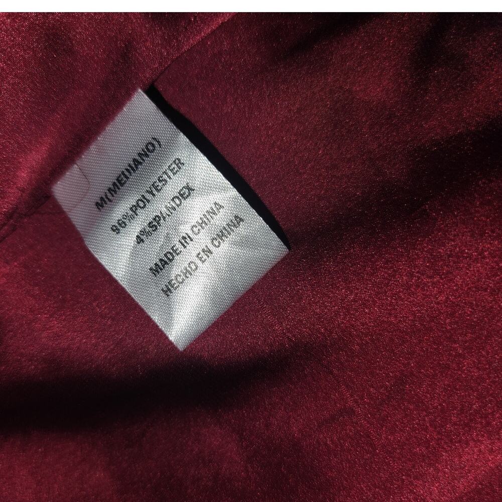 Fashion Nova NWT Sugar Free Burgundy Knotted Wrap Silky Dress Medium - Picture 10 of 12